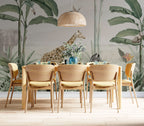 Giraffe and Zebra Tropical Wallpaper : Jungle Palm Safari Mural - View 4