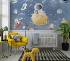 Space Teddy Bears Wallpaper : Bears on the Moon Mural - View 4