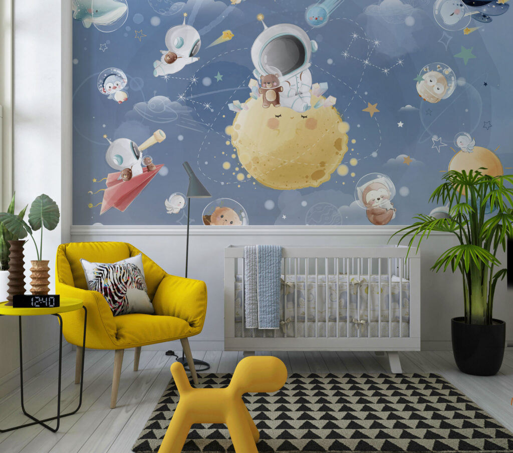 Space Teddy Bears Wallpaper : Bears on the Moon Mural - View 4