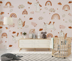 Rainbow Unicorn Wallpaper : Kids Pastel Clouds Pattern - View 4