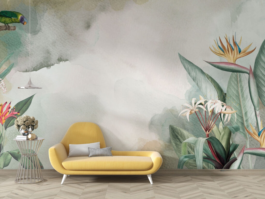 Bird of Paradise Wallpaper : Soft Tropical Plant Mural - View 6