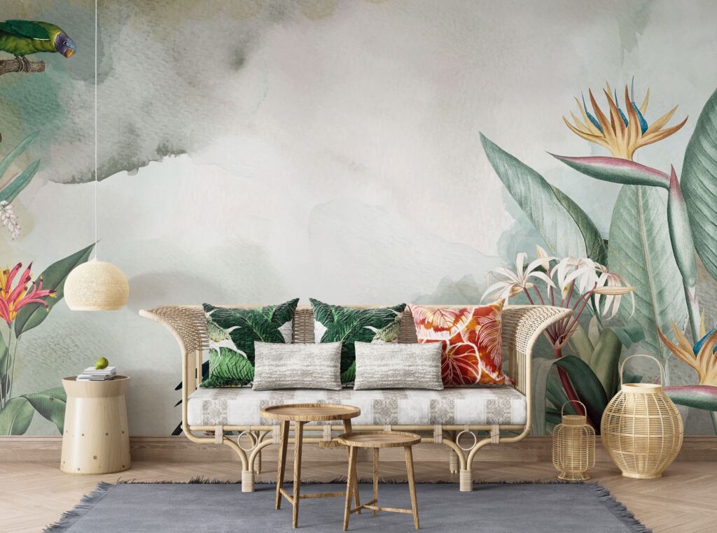 Bird of Paradise Wallpaper : Soft Tropical Plant Mural