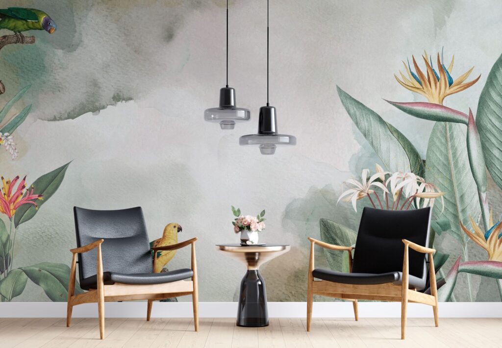 Bird of Paradise Wallpaper : Soft Tropical Plant Mural - View 3