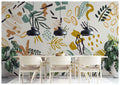Mustard Doodle Wallpaper : Abstract Leaf and Shape Mural