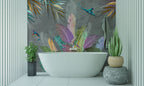 Purple Banana Leaf Wallpaper : Multicolor Tropical Mural - View 6