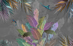 Purple Banana Leaf Wallpaper : Multicolor Tropical Mural - View 2