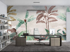 Mauve Banana Tree Wallpaper : Soft Tropical Bird Mural - View 4