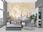 Yellow World Map Wallpaper : Countries Atlas Mural - View 5