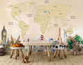 Yellow World Map Wallpaper : Countries Atlas Mural