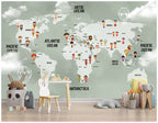 Sage Kids World Map Wallpaper : Children Of The World Mural - View 2
