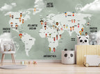 Sage Kids World Map Wallpaper : Children Of The World Mural - View 3