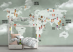 Sage Kids World Map Wallpaper : Children Of The World Mural - View 4