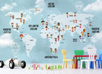 Blue Kids World Map Wallpaper : Children Of The World Mural - View 5