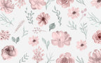 Blush Watercolor Floral Wallpaper : Pink Roses And Leaves Pattern - flat design