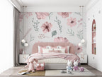 Blush Watercolor Floral Wallpaper : Pink Roses And Leaves Pattern - View 4