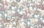 Pastel Lily Leaf Wallpaper : Mauve Sage Botanical Pattern - flat design