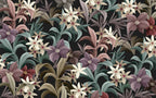 Dark Lily Leaf Wallpaper : Moody Mauve Botanical Pattern - flat design
