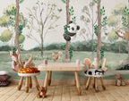 Panda in the Forest Wallpaper : Kids Woodland Mural - View 4