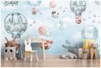 Pastel Balloon Sky Wallpaper : Kids Planes and Balloons Mural