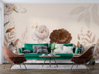 Cream and Brown Peony Wallpaper : Neutral Floral Mural - View 3