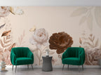Cream and Brown Peony Wallpaper : Neutral Floral Mural