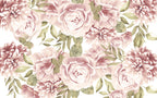 Soft Pink Peony Wallpaper : Large Rose and Leaf Mural - View 2