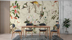 Hummingbird Orchid Wallpaper : Cream Botanical Bird Mural - View 4