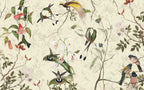Hummingbird Orchid Wallpaper : Cream Botanical Bird Mural - View 2
