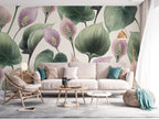 Calla Lily Wallpaper : Purple Blooms Green Leaves Pattern - View 2