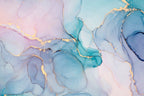 Turquoise Pink Marble Wallpaper : Gold Vein Alcohol Ink Mural - flat design