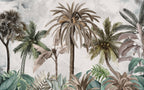Vintage Palm Tree Wallpaper : Neutral Tropical Jungle Mural - flat design
