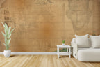 Antique Roman Wallpaper : Ochre Sketch Script Mural - View 4