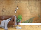 Antique Roman Wallpaper : Ochre Sketch Script Mural - View 3