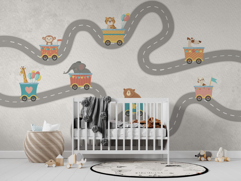 Animal Road Trip Kids Wallpaper : Winding Road Mural