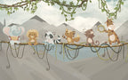Jungle Band Kids Wallpaper : Musical Animals On Vines Mural - View 2
