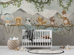 Jungle Band Kids Wallpaper : Musical Animals On Vines Mural - View 4