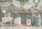 Jungle Band Kids Wallpaper : Musical Animals On Vines Mural - View 3