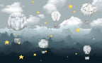 Blue Mountain Balloon Wallpaper : Night Sky Kids Mural - View 2
