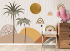 Boho Palm Rainbow Wallpaper : Desert Sun Kids Mural