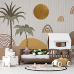 Boho Palm Rainbow Wallpaper : Desert Sun Kids Mural - View 4