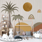 Boho Palm Rainbow Wallpaper : Desert Sun Kids Mural - View 3