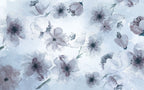 Lilac Watercolor Flower Wallpaper : Soft Blue Floral Mural - View 2