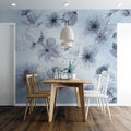 Lilac Watercolor Flower Wallpaper : Soft Blue Floral Mural