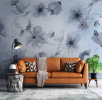 Lilac Watercolor Flower Wallpaper : Soft Blue Floral Mural - View 4