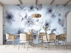 Lilac Watercolor Flower Wallpaper : Soft Blue Floral Mural - View 3