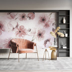 Lilac Watercolor Flower Wallpaper : Soft Blue Floral Mural - View 6