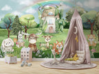 Mushroom House Woodland Wallpaper : Forest Animals Kids Mural