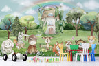 Mushroom House Woodland Wallpaper : Forest Animals Kids Mural - View 3