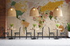 Vintage Brown World Map Wallpaper : Detailed Atlas Mural - View 3