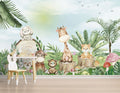 Cute Jungle Animals Wallpaper : Giraffe And Friends Kids Mural